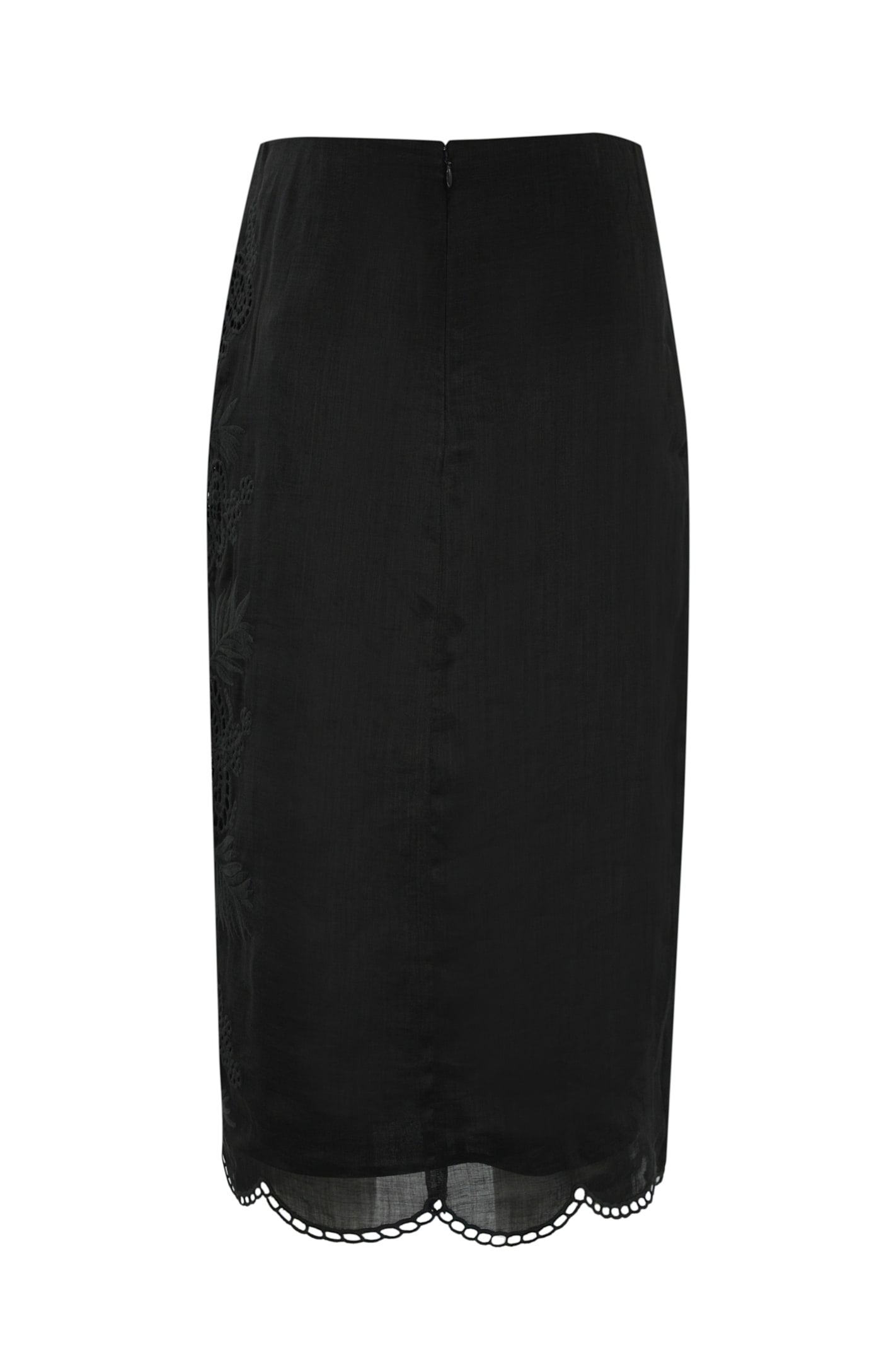 Max Mara Fify Ramie Skirt In Nero