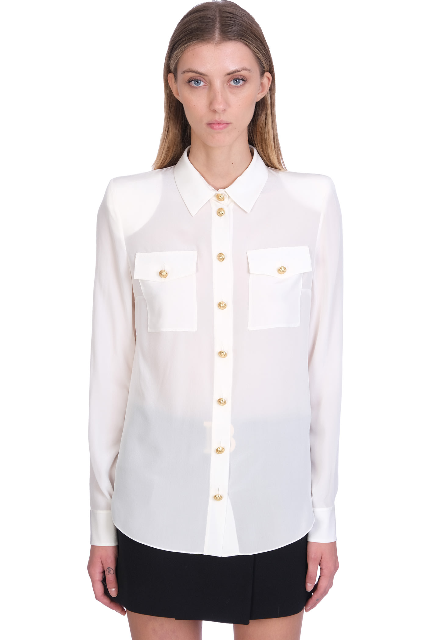 Balmain Shirt In White Silk