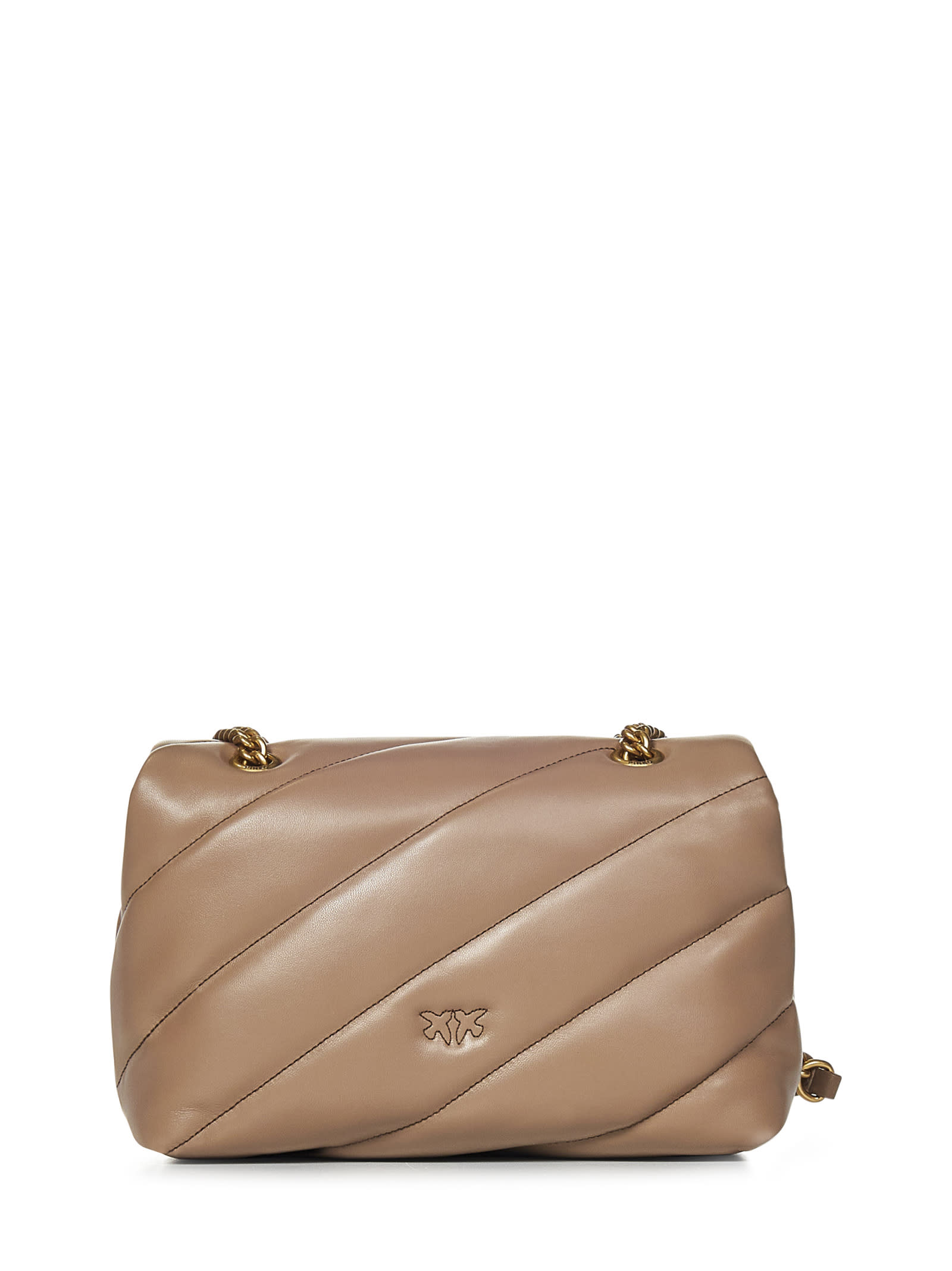 Shop Pinko Classic Love Bag Puff Maxi Quilt Shoulder Bag In Beige