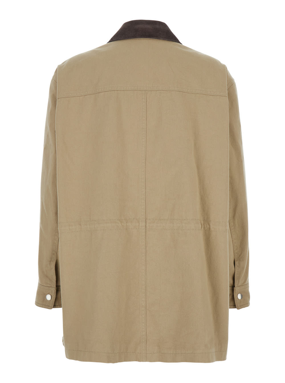 DUNST BEIGE JACKET WITH CORDUROY COLLAR AND FRONT SNAP BUTTON CLOSURE IN COTTON WOMAN 