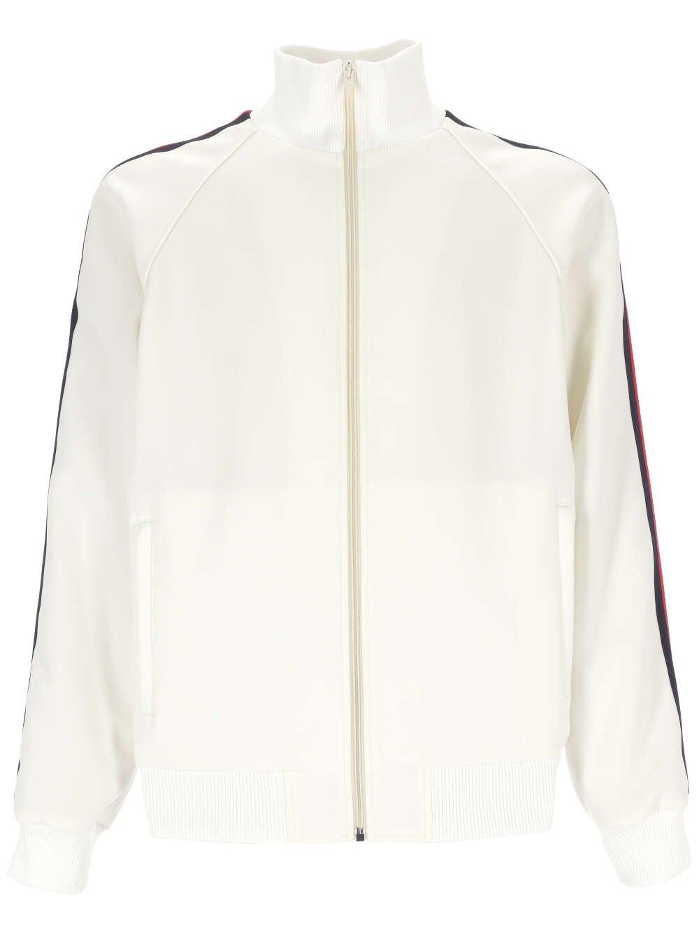 Shop Gucci Fluid Drill Zip Jacket In White