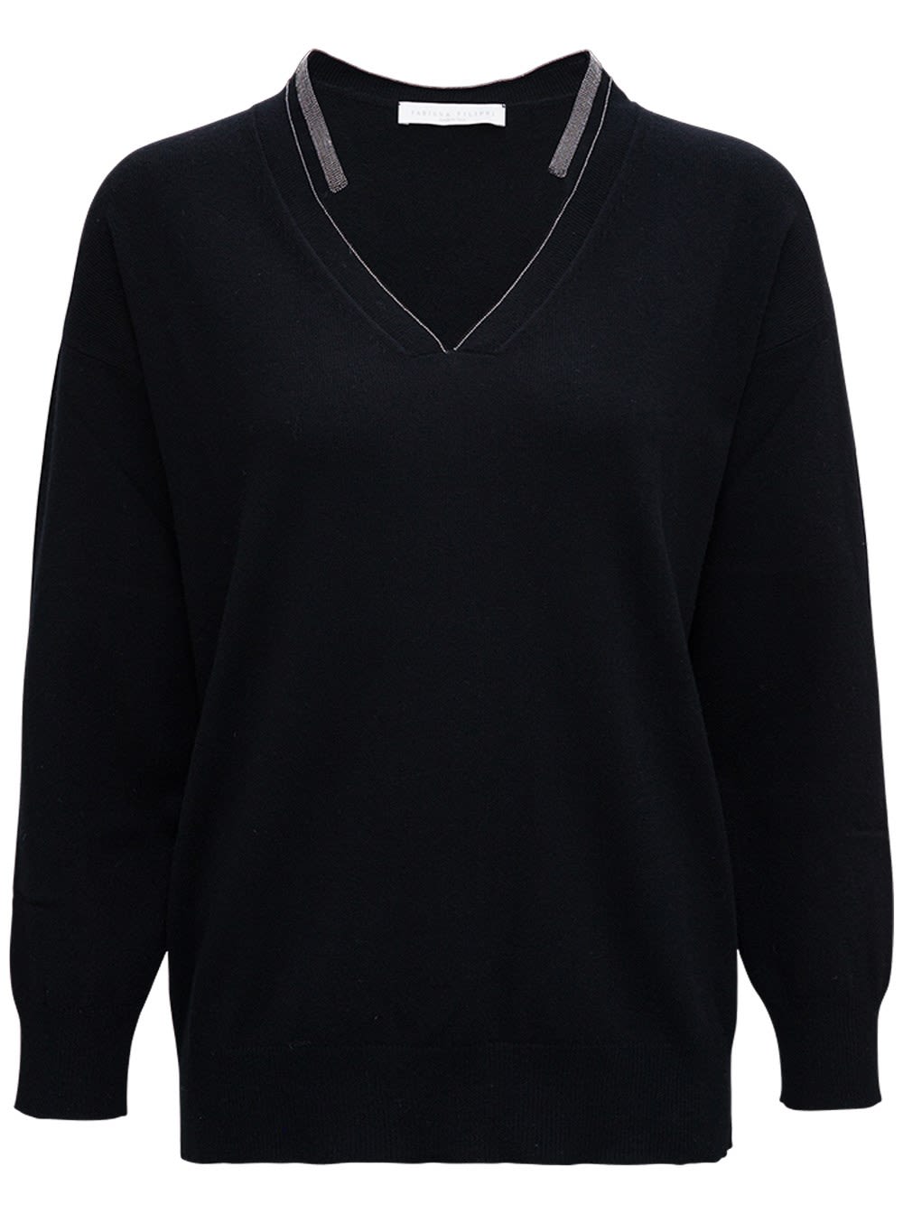 Fabiana Filippi Black Wool And Silk Sweater With Bright Detail