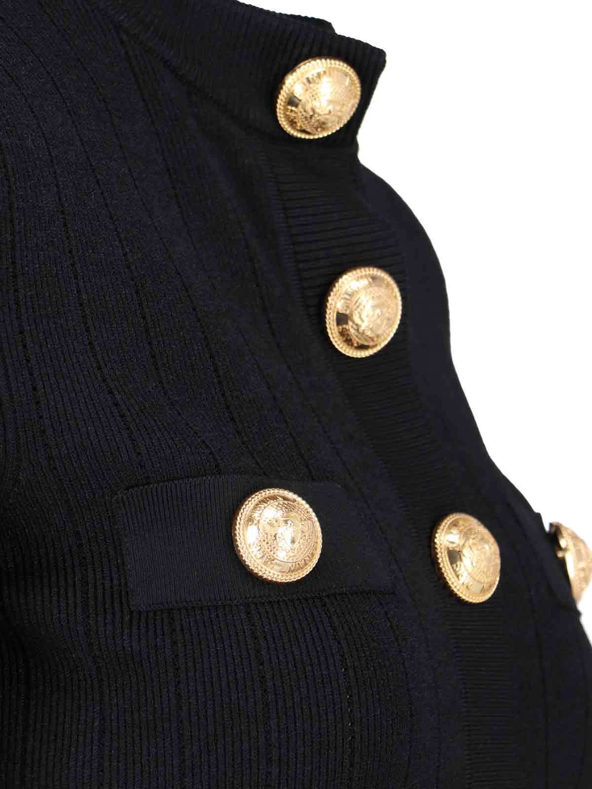 Shop Balmain Gold Buttons Cardigan In Black