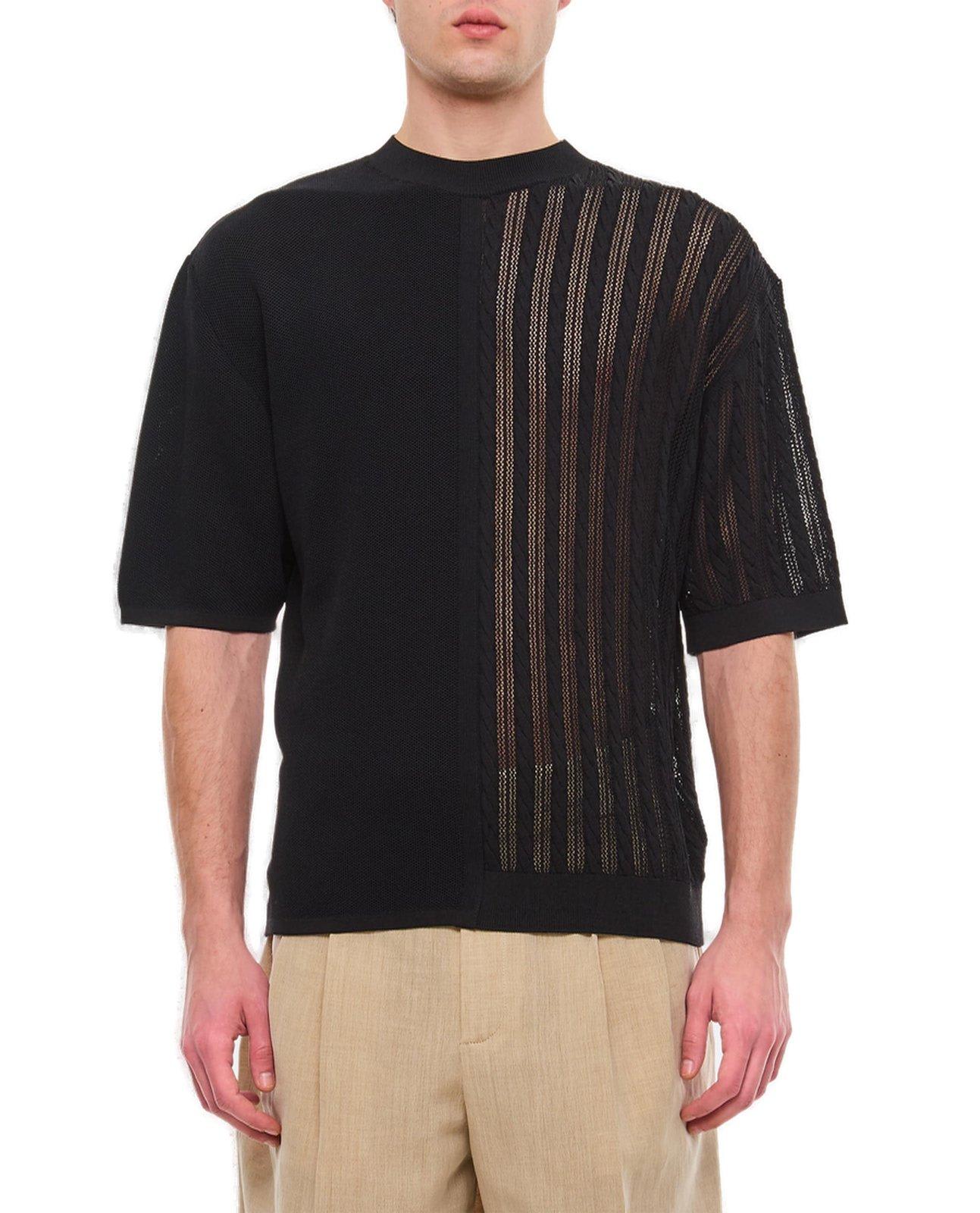 Shop Jacquemus Contrast Knitted Top In Black