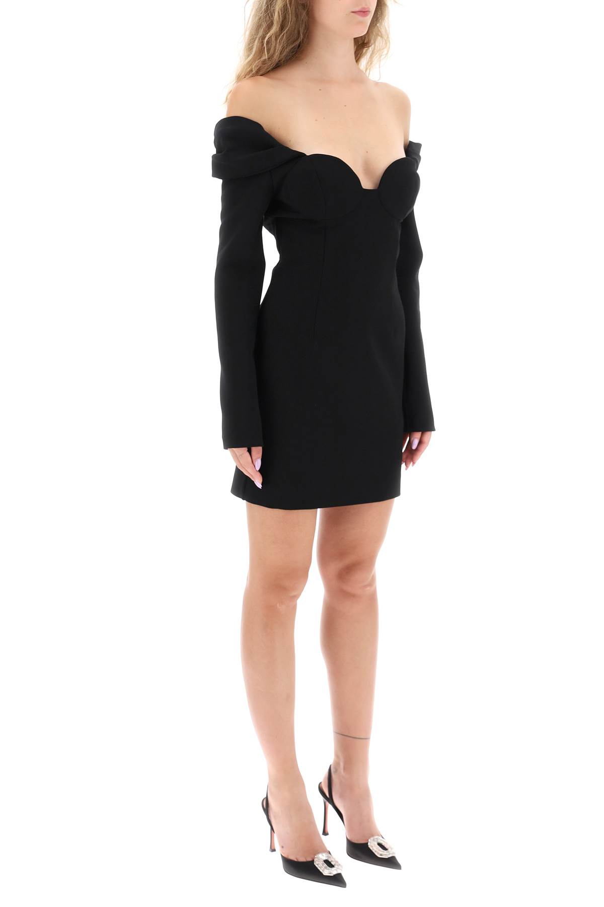 Shop Magda Butrym Off-shoulder Mini Dress In Black