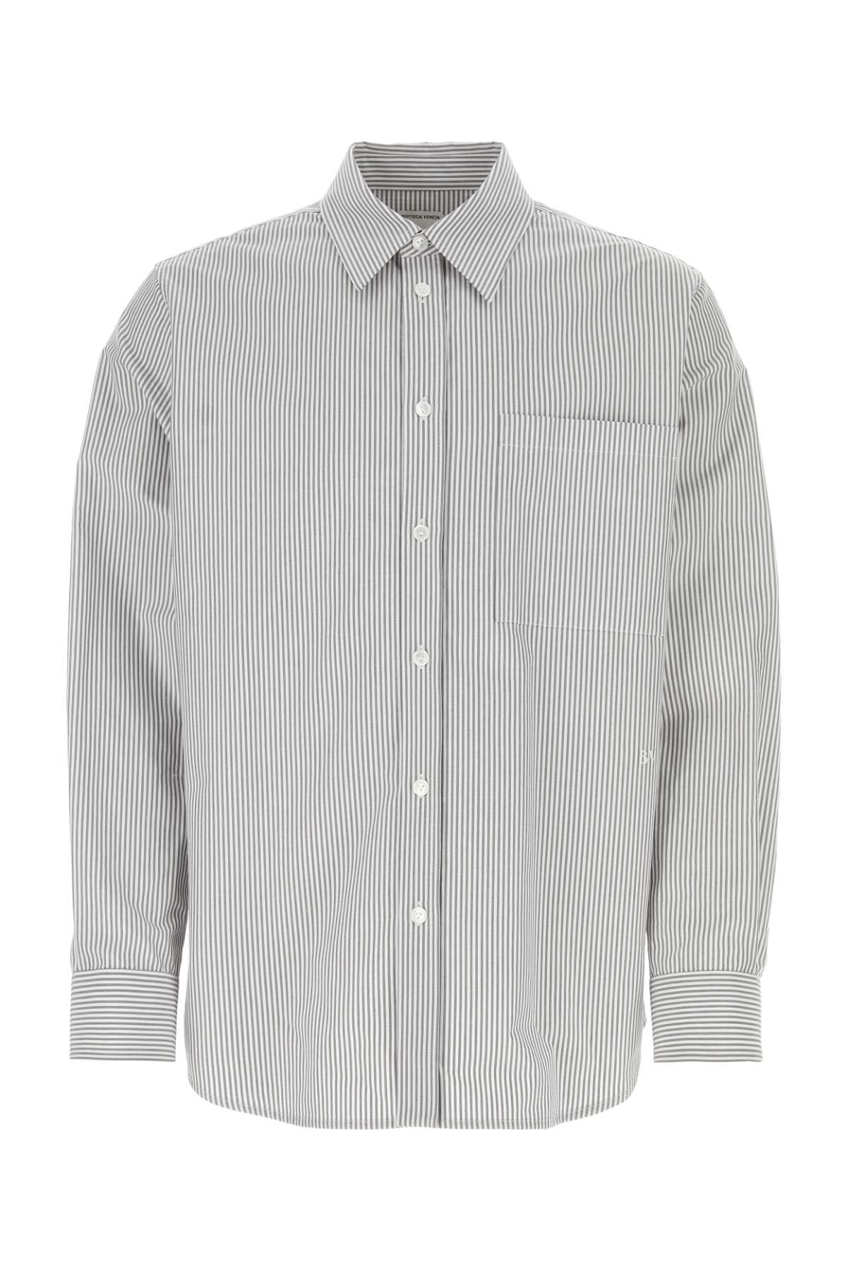 Shop Bottega Veneta Printed Cotton Shirt In Greywhite