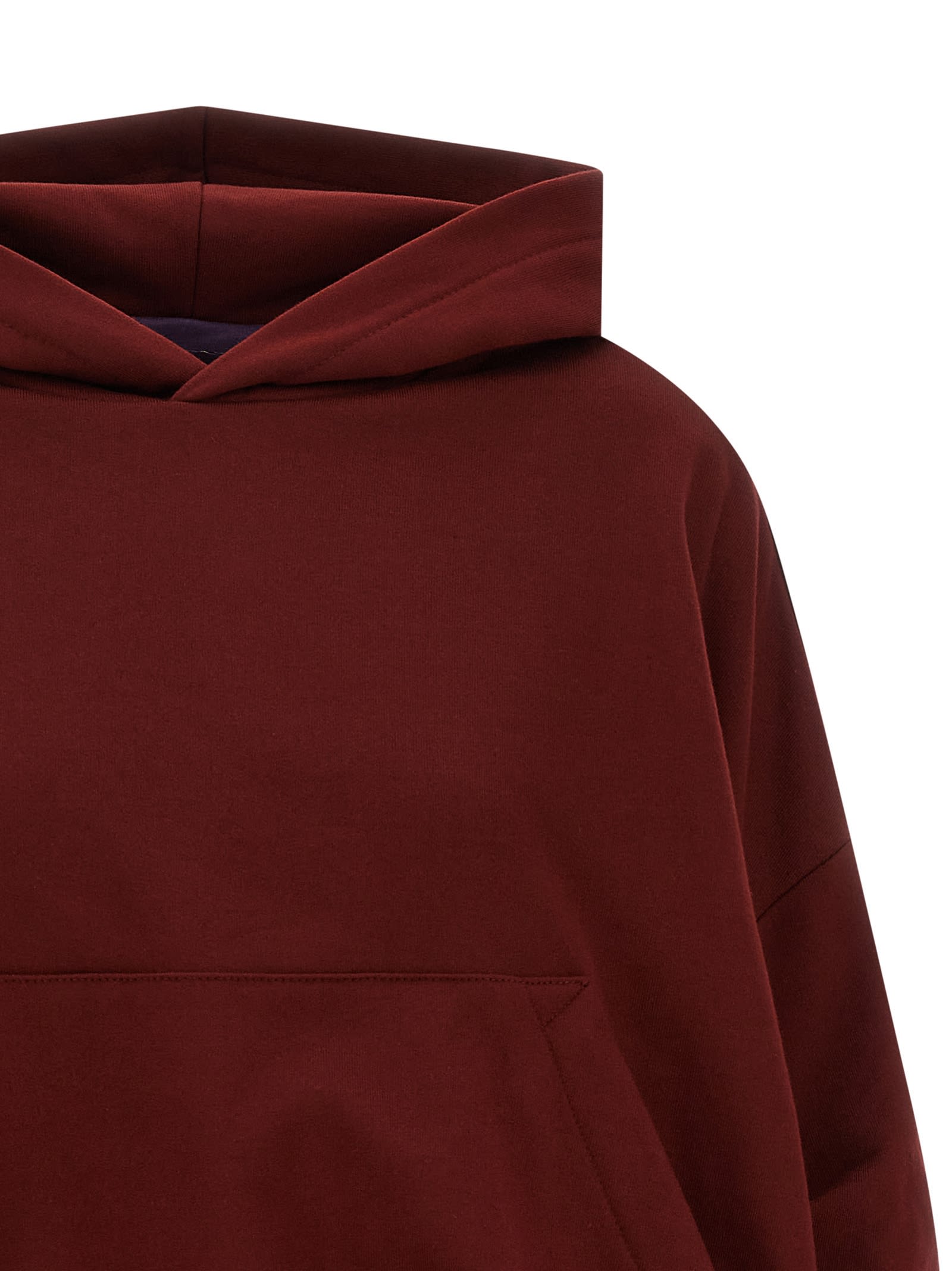 Dries Van Noten Long-sleeved Hooded Sweatshirt In Burgundy