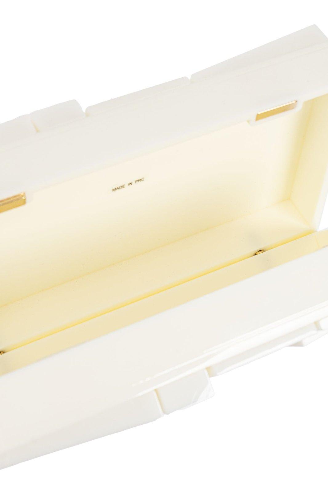 Cult Gaia Galleria Logo Engraved Clutch Bag In White