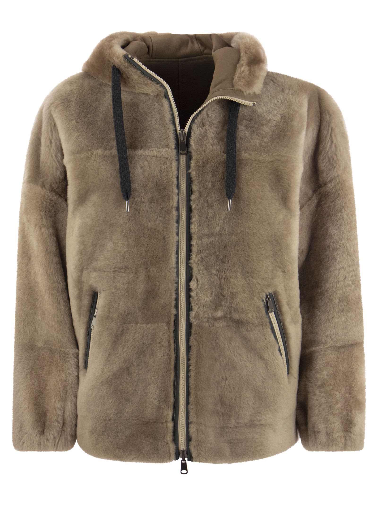 Brunello Cucinelli Shearling Reversible Parka With Shiny Trim