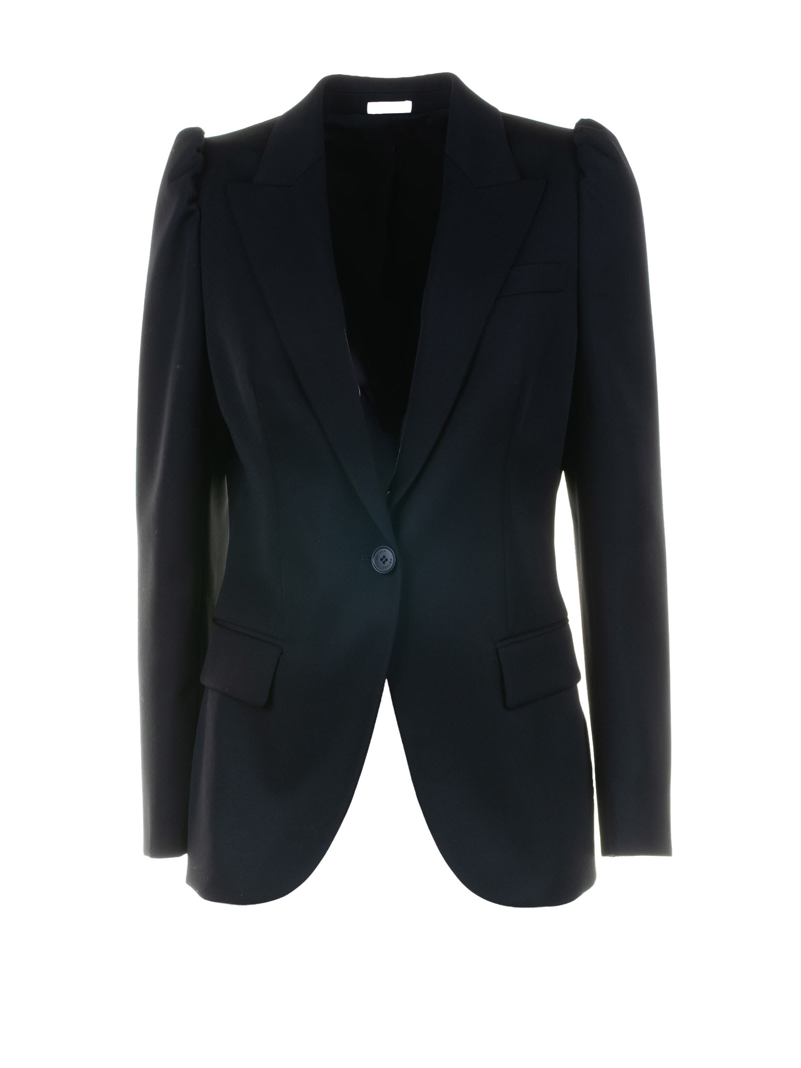 Alexander Mcqueen Tailored Jacket With Notched Lapels And Padded Shoulders In Black