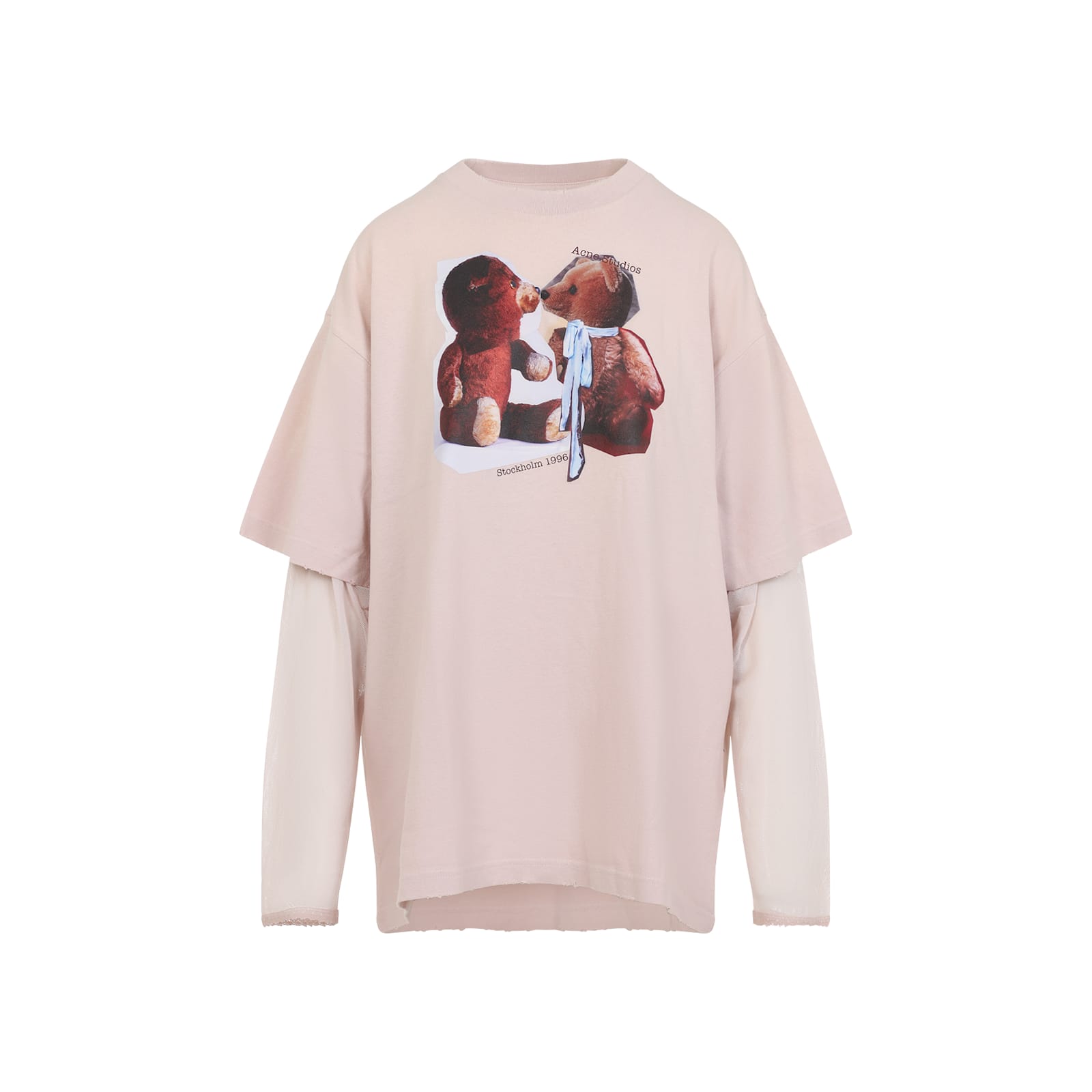 Acne Studios Pink Violet Layered T-shirt With Print In Pink