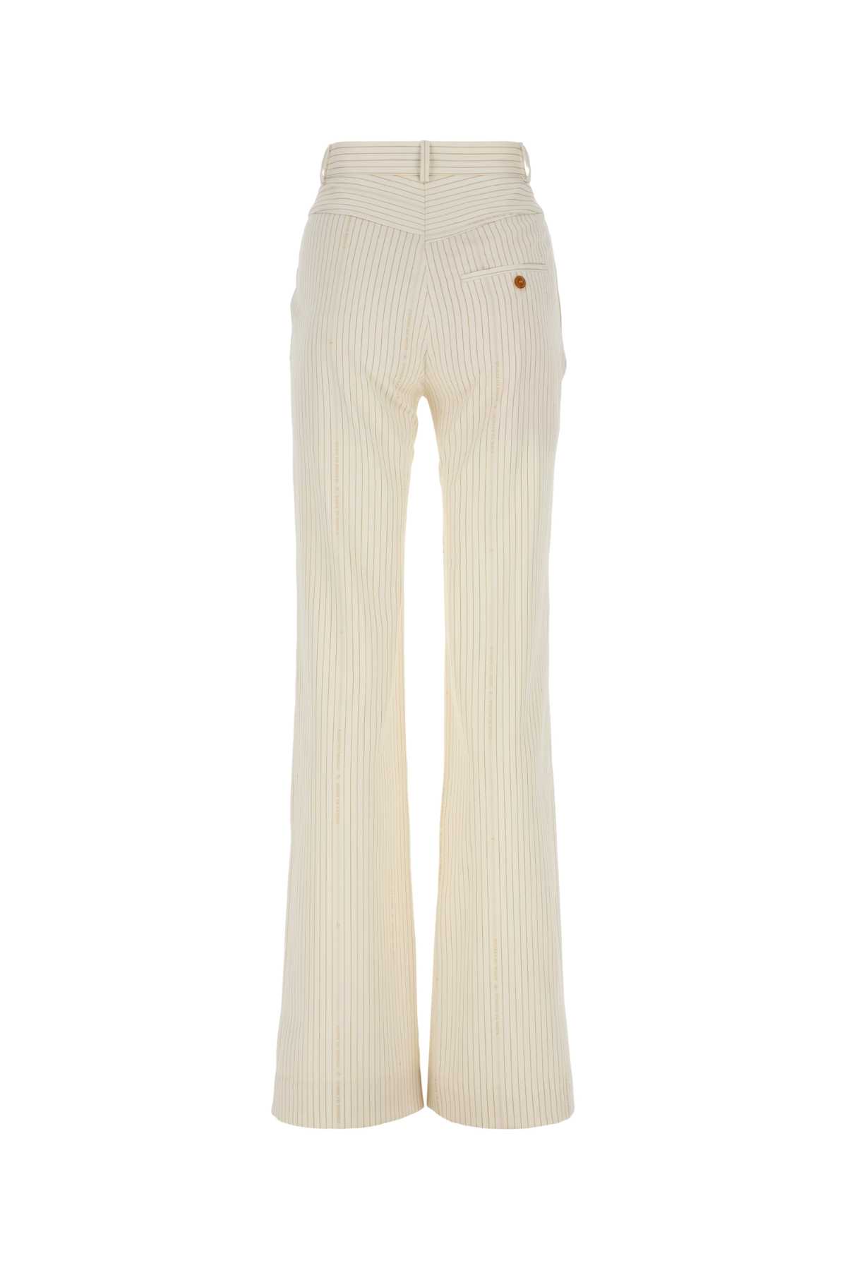 Shop Vivienne Westwood Embroidered Wool Blend Ray Pant In Offwhite