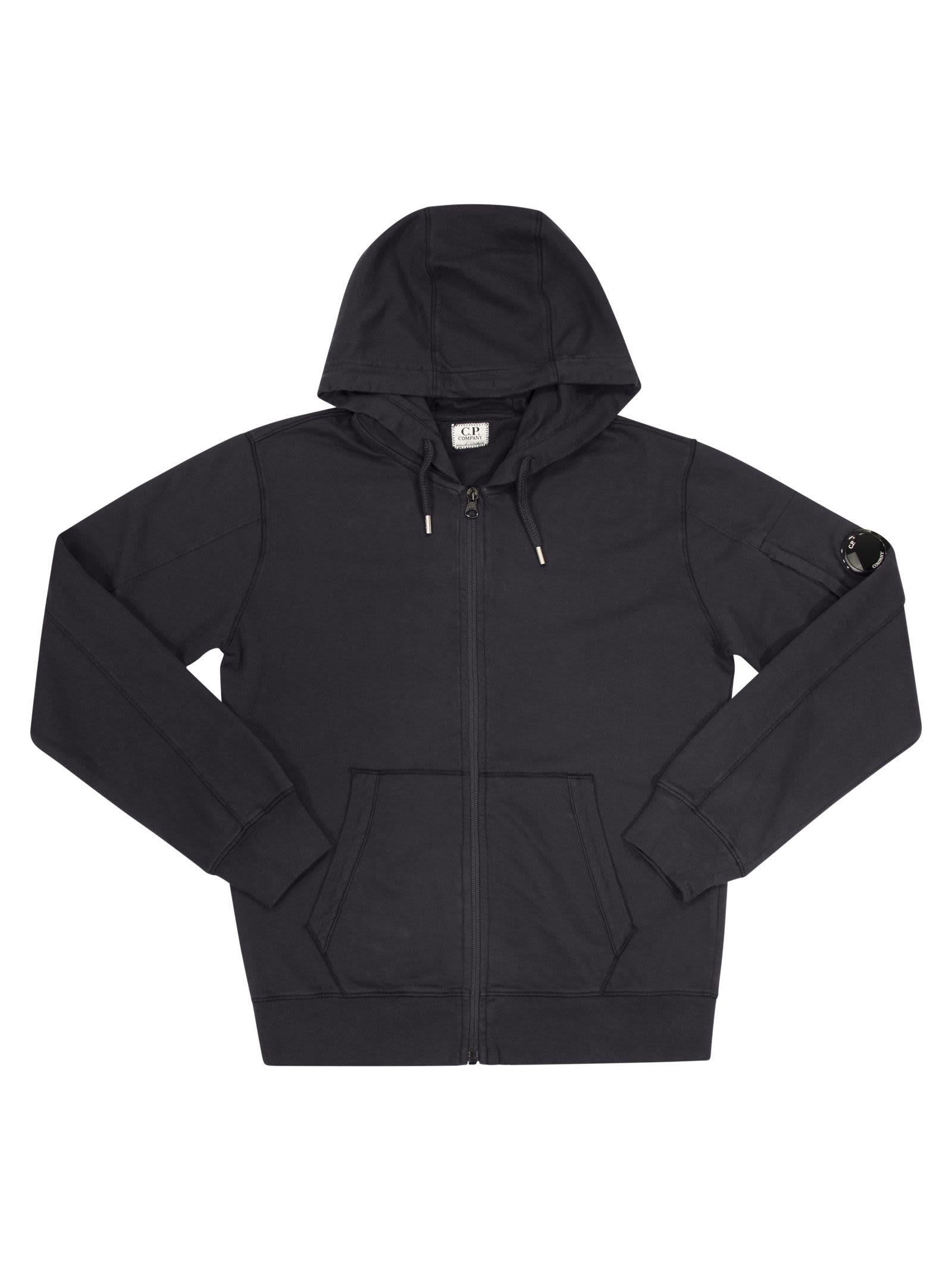 Basic cotton fleece hoodie in grey - C P Company Kids