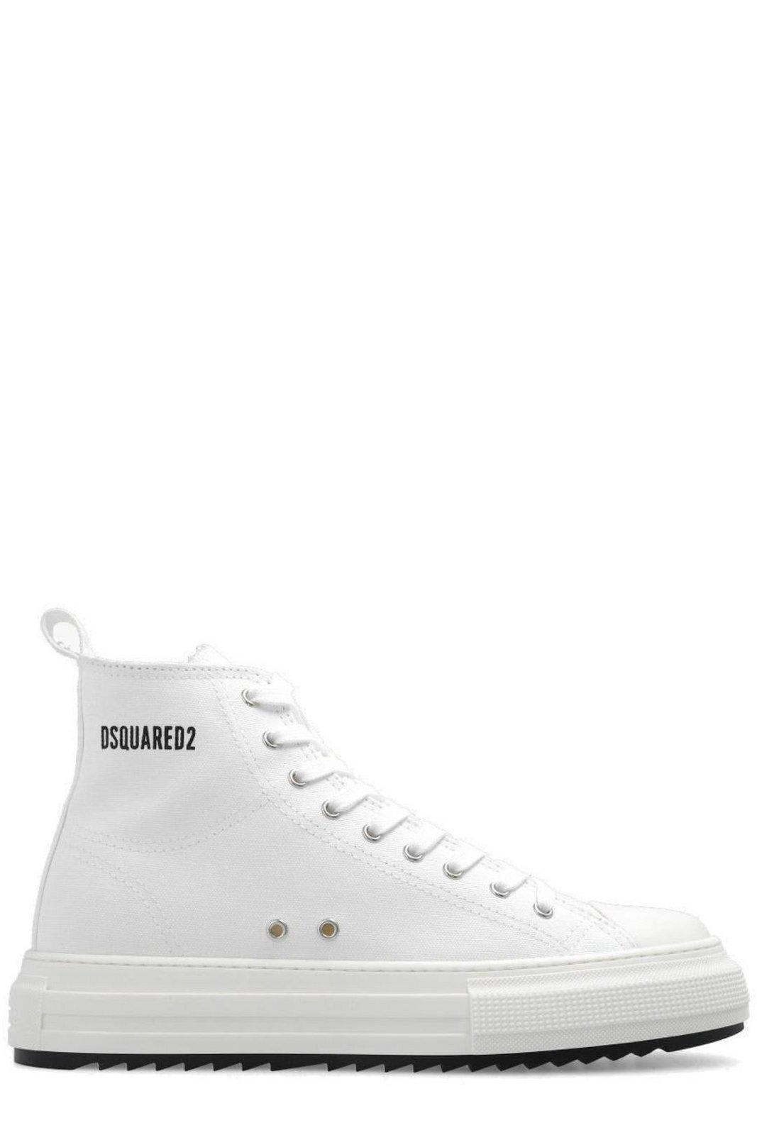 DSQUARED2 LOGO-PRINTED HIGH-TOP LACE-UP SNEAKERS