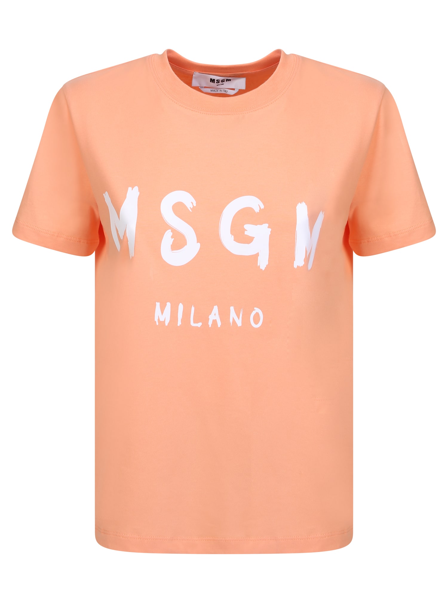 Shop Msgm Logo Orange T-shirt