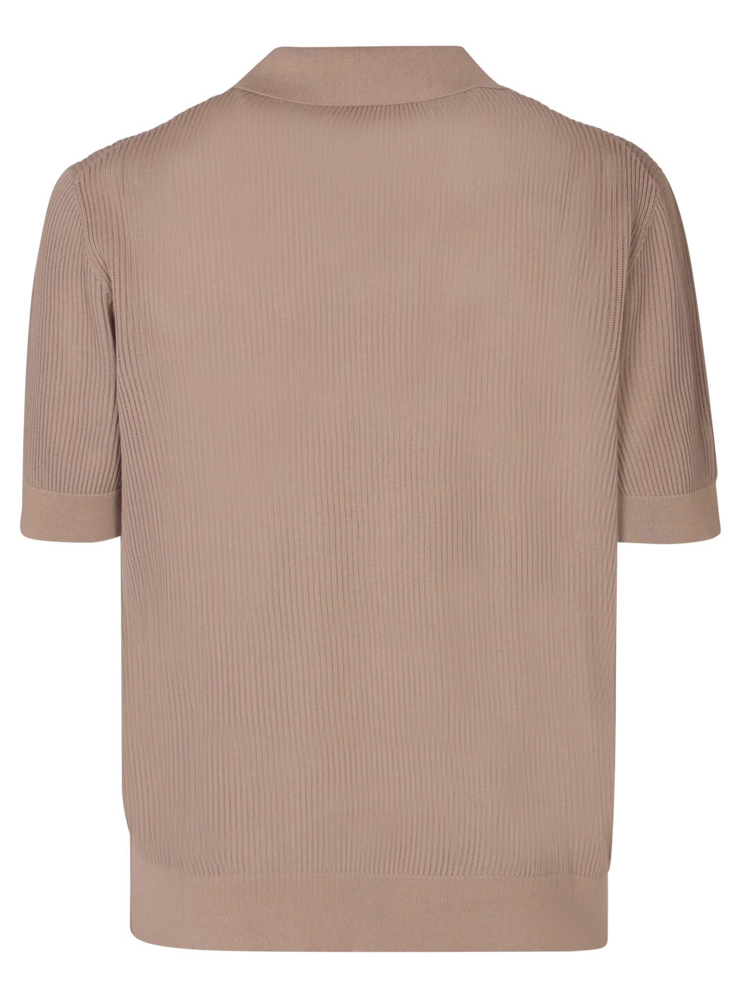 Shop Dolce & Gabbana Open Beige Polo Shirt