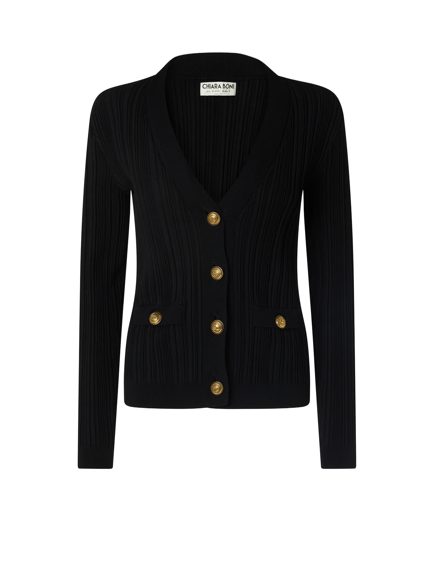 La Petit Robe Di Chiara Boni New Pepper Viscose Cardigan In Black