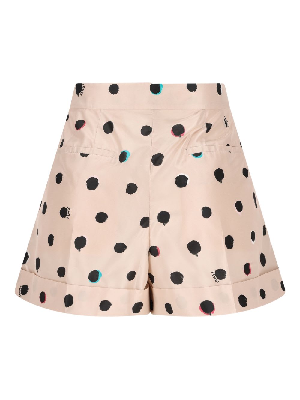 Fendi Silk Shorts Polka Dot Pockets Pleats In Neutral