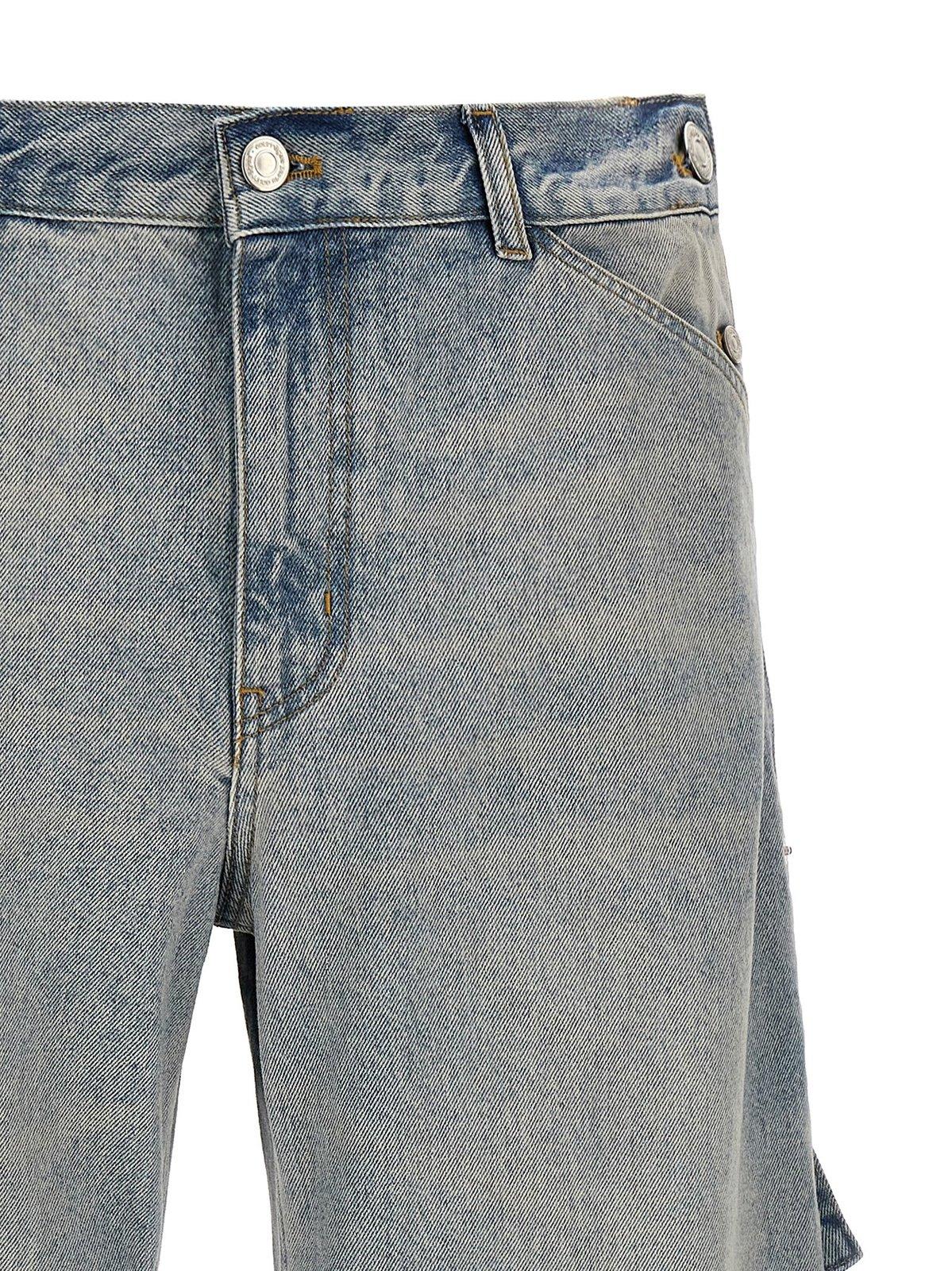 Shop Courrèges Sailor Wide-leg Jeans In Clear Blue
