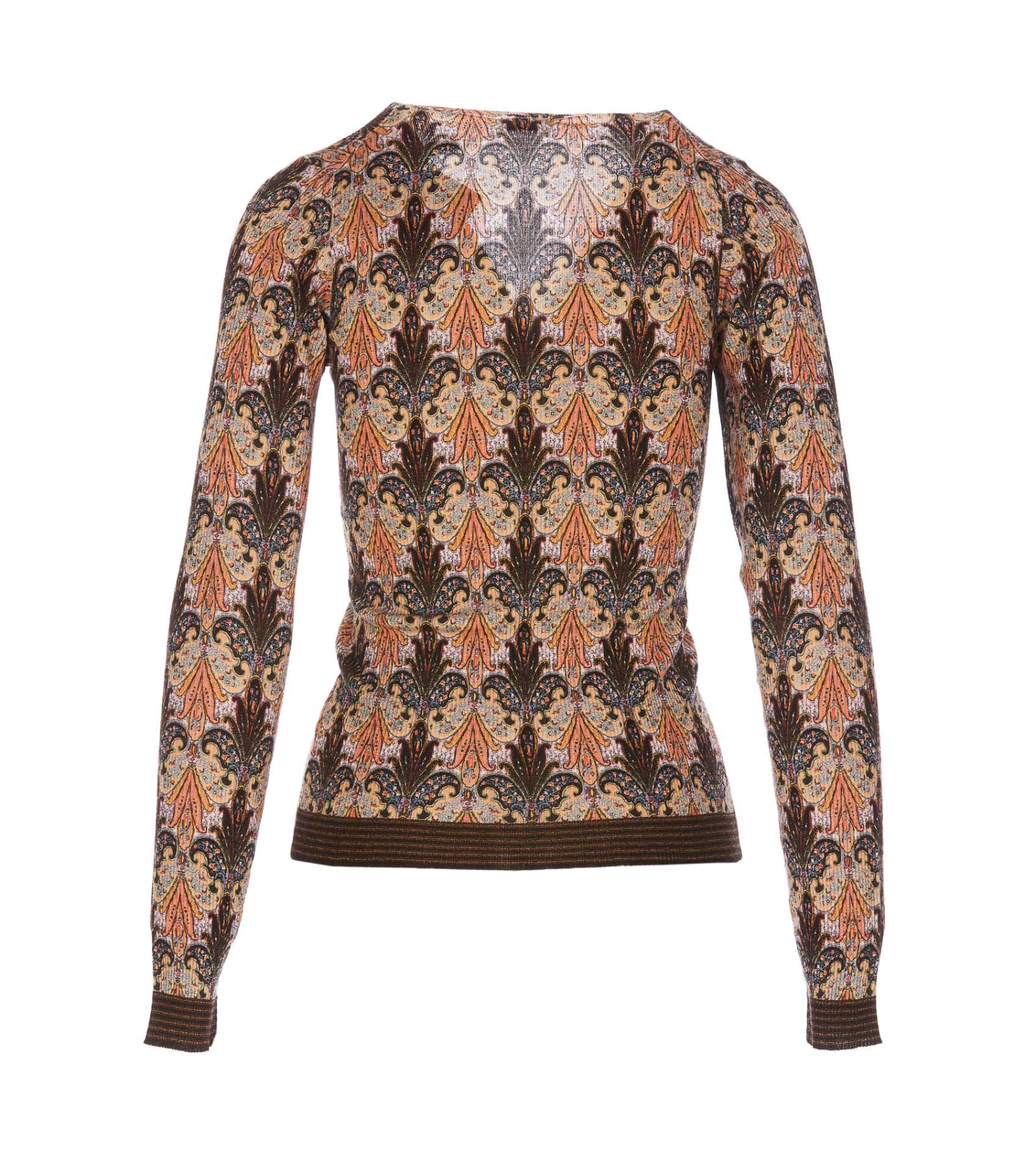 Shop Etro V Sweater In Nero/multicolour