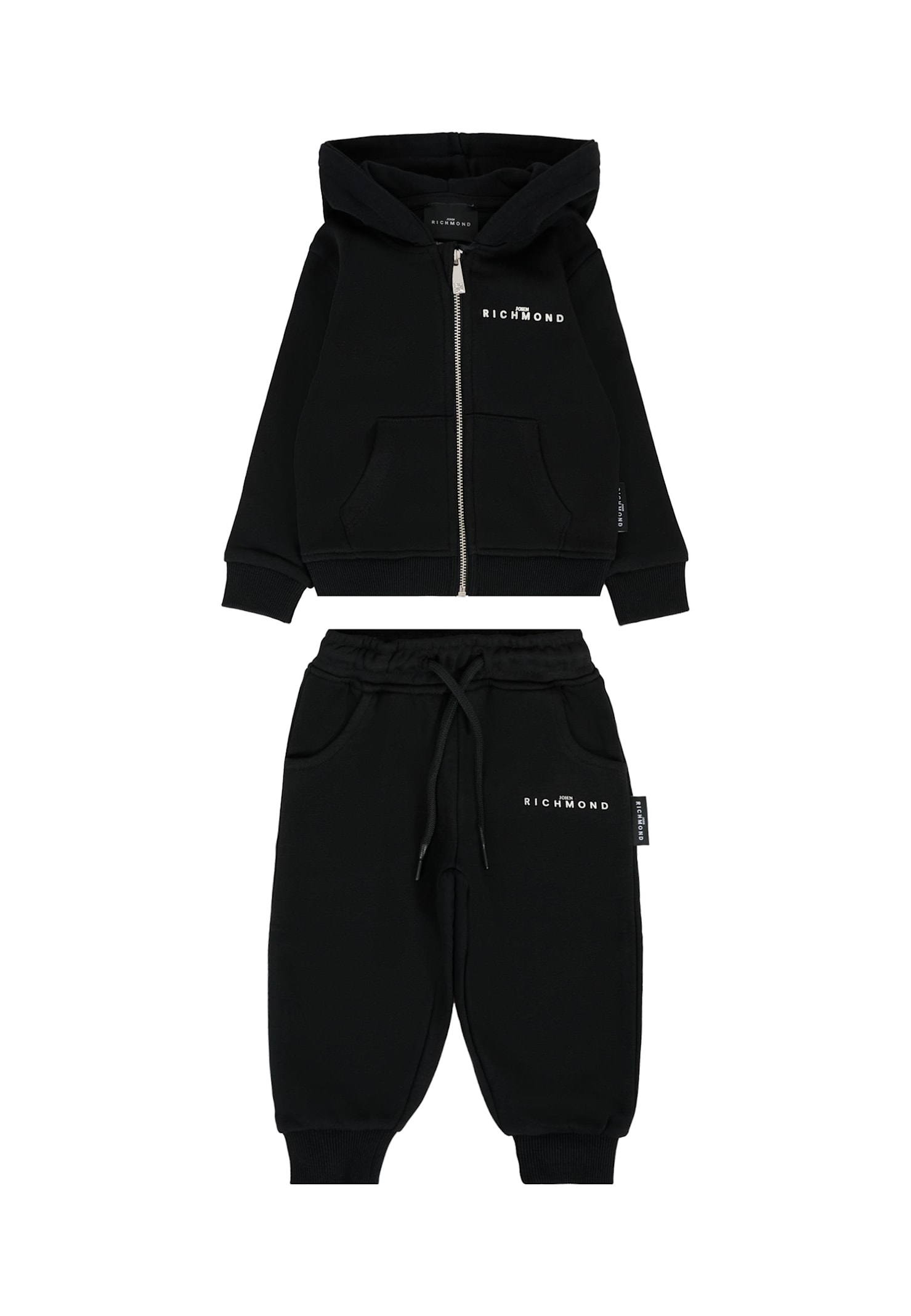 Richmond Black Suit For Babykids With Logo In Black