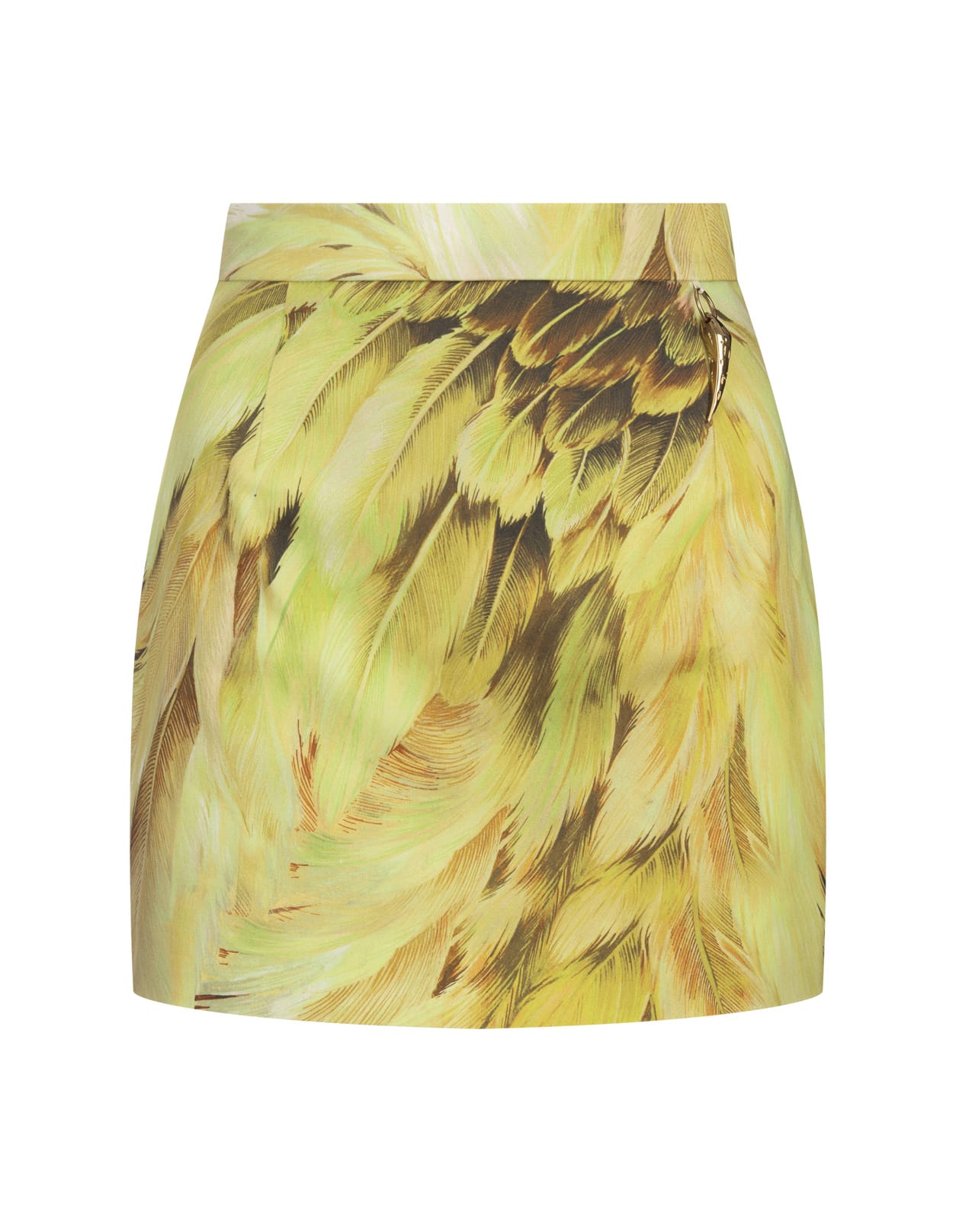 Mini Skirt With Plumage Print In Green