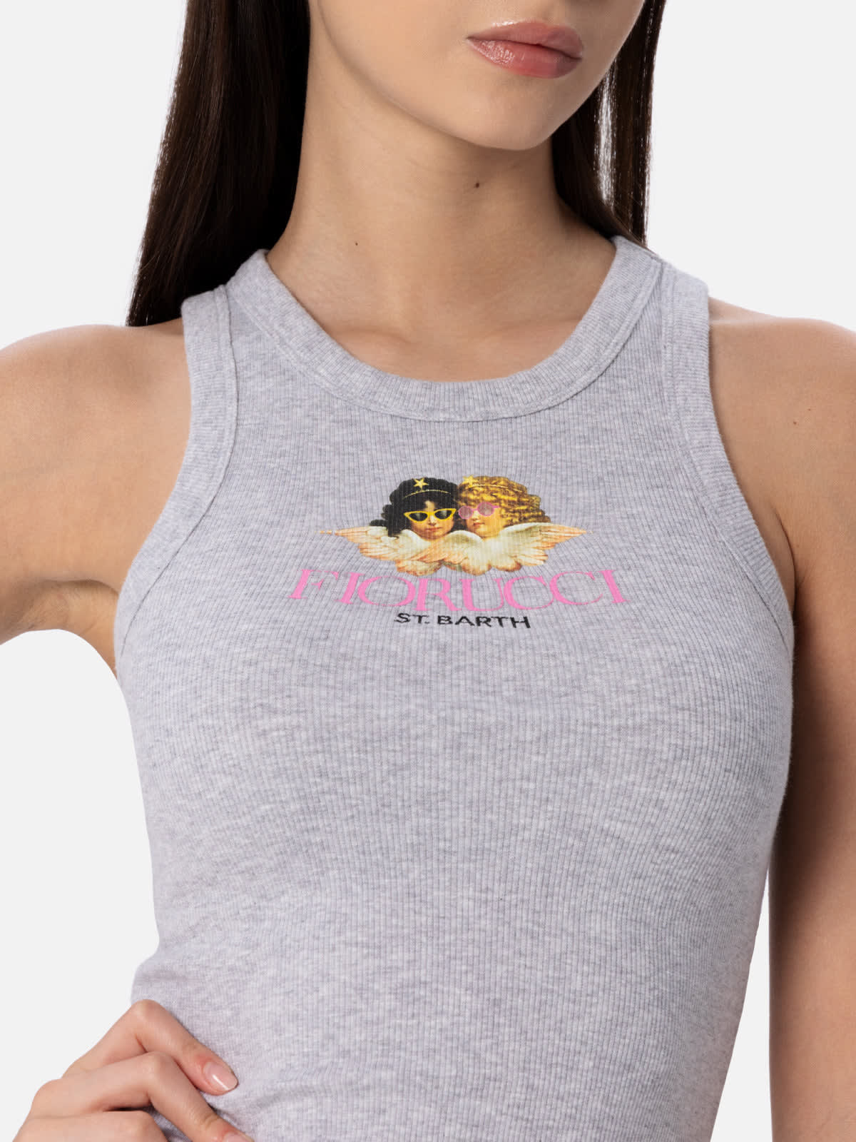 MC2 SAINT BARTH WOMAN RIB-KNIT COTTON TANK TOP FIORUCCI SPECIAL EDITION