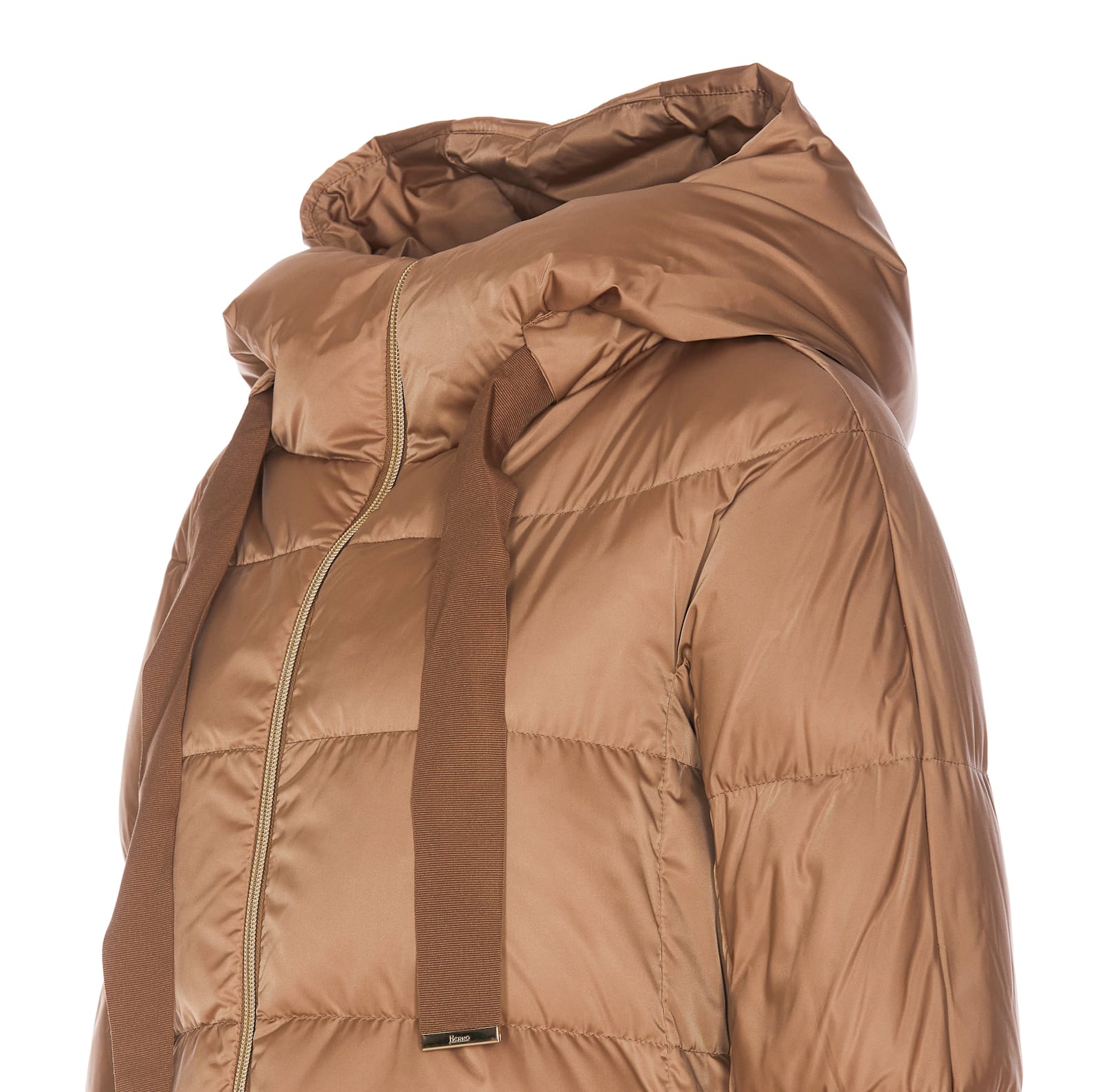 Shop Herno A-shape Down Jacket In Brown