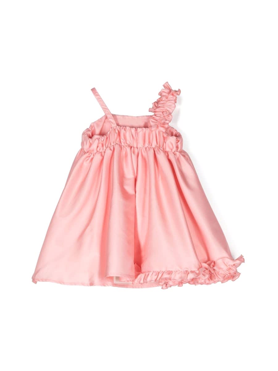 Mimisol Ruffled Satin Dress In Pink