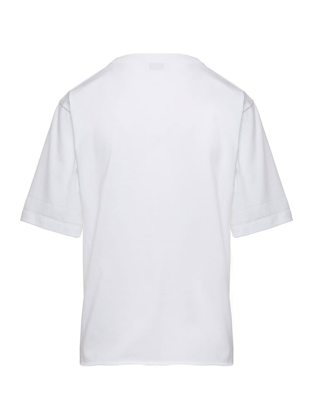 SAINT LAURENT BASIC WHITE T-SHIRT WITH MIIDDLE LOGO PRINT IN COTTON WOMAN 