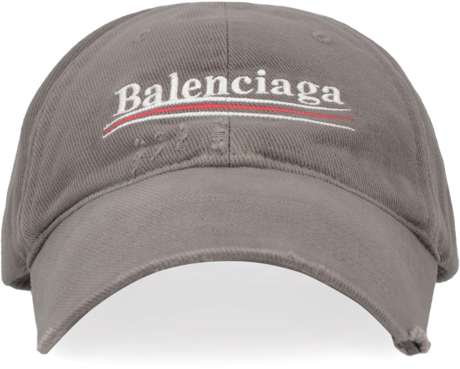 Balenciaga Logo Embroidered Distressed Baseball Cap