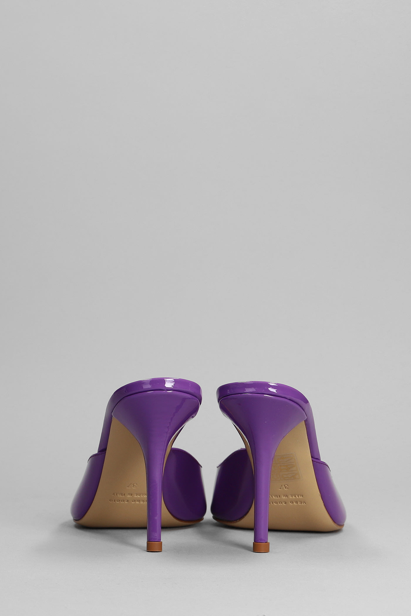 Shop Gia Borghini Perni 04 Sandals In Viola Patent Leather In Purple
