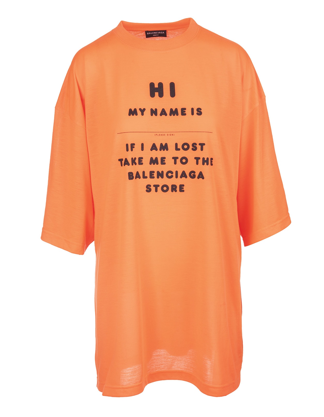 Balenciaga Unisex Orange Wide Fit Hi My Name Is T-shirt