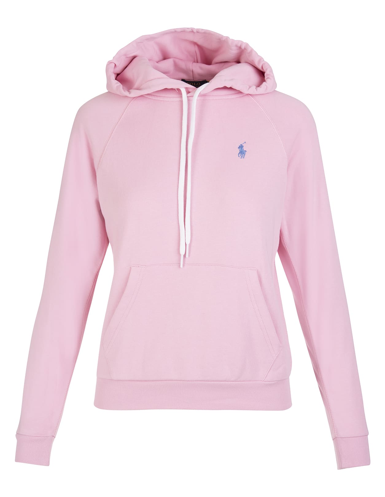 Ralph Lauren Woman Hoodie In Pink Cotton With Blue Pony