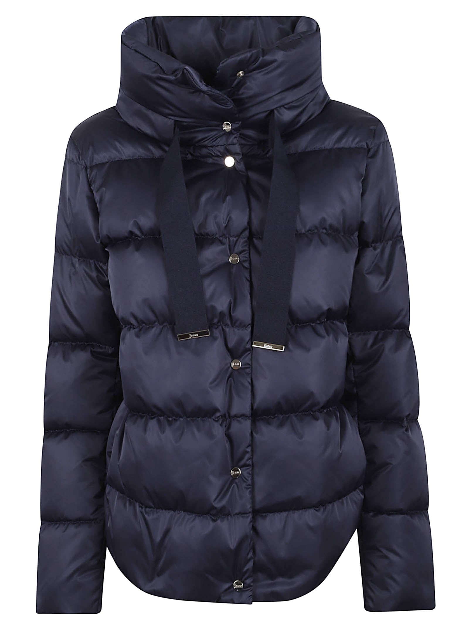 Herno Satin Cape Down Jacket In Blue