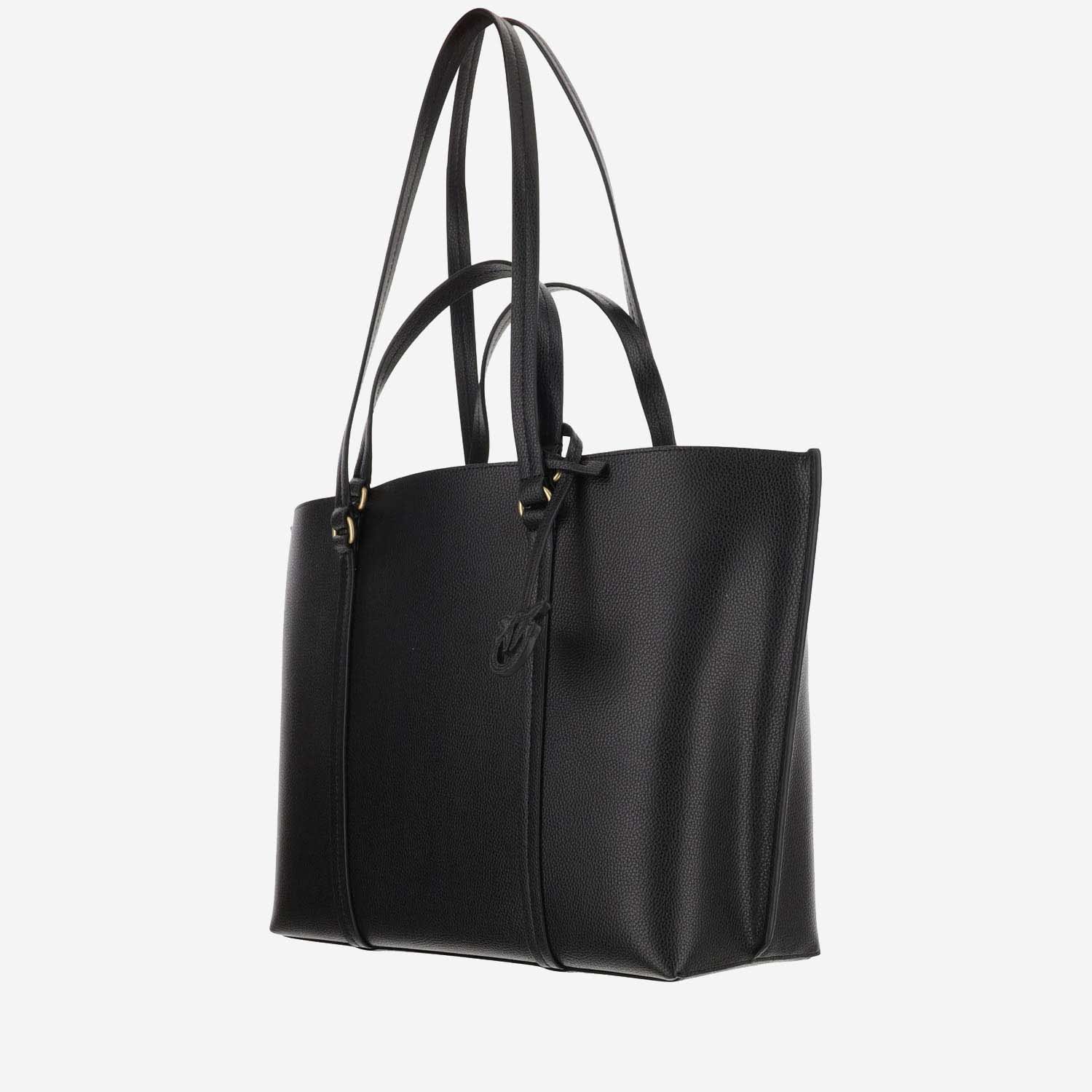 Shop Pinko Large Leather Shopper Bag In Black