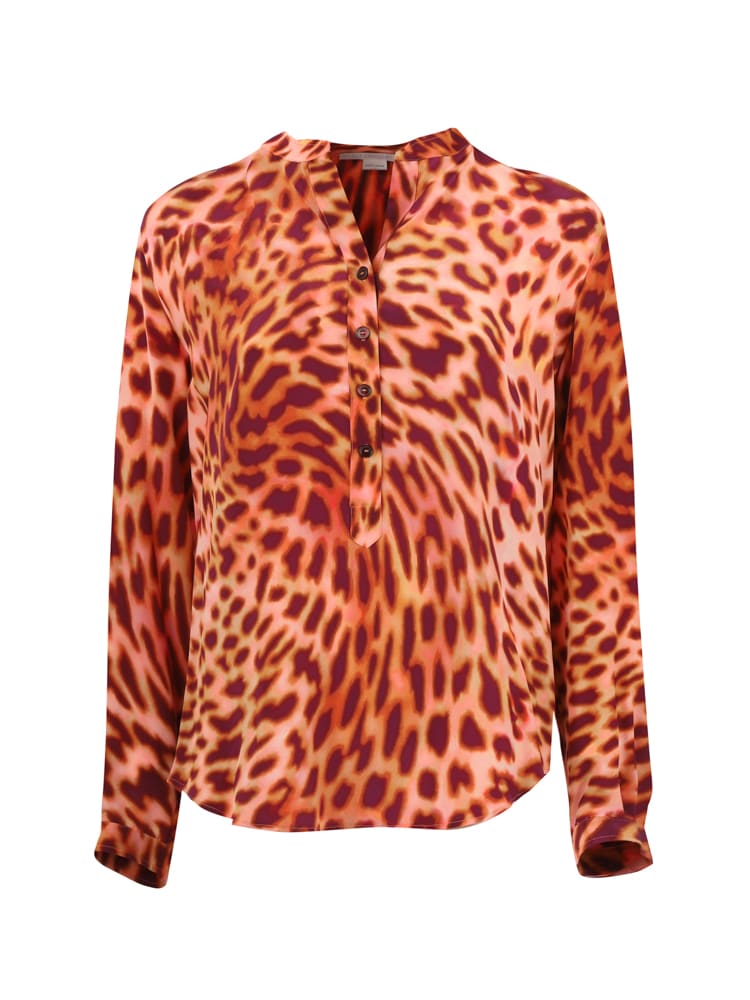 Shop Stella Mccartney Leopard Printed Shirt In Silk In Martini Pink