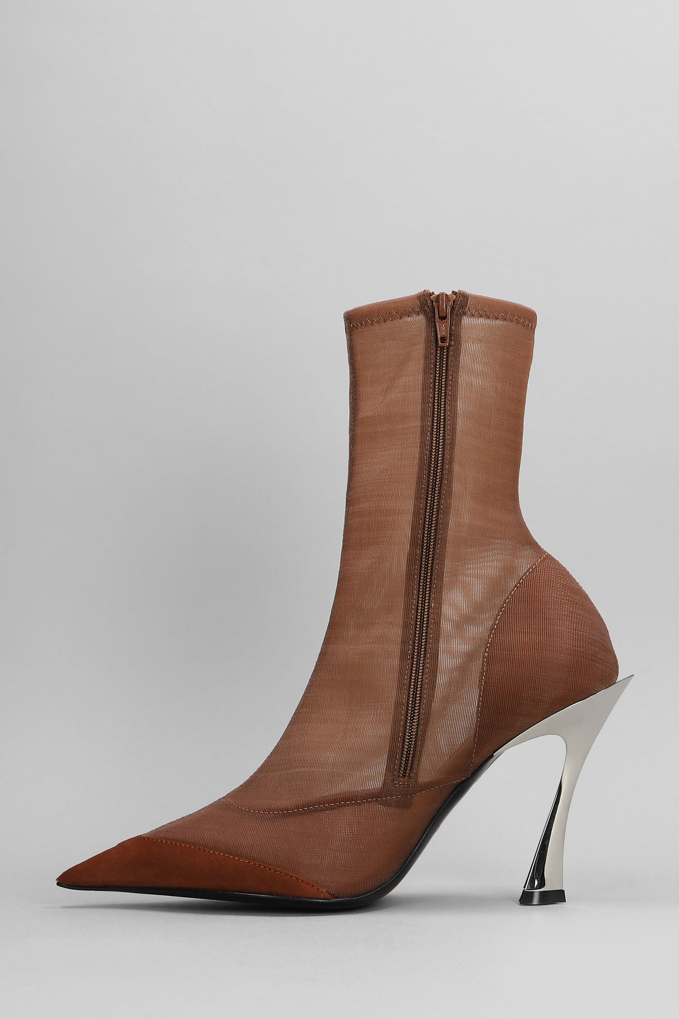 Shop Mugler High Heels Ankle Boots In Leather Color Nylon