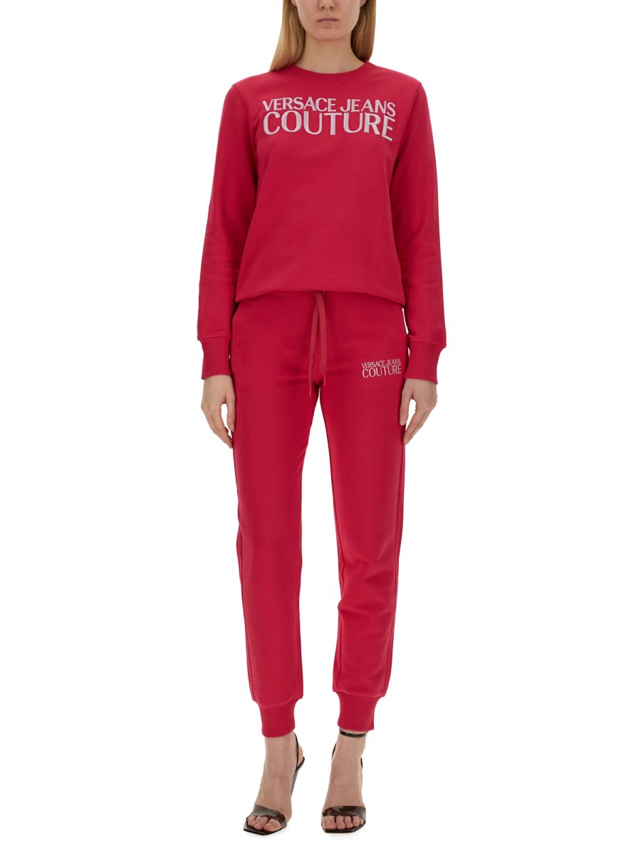 Shop Versace Jeans Couture Sweatshirt With Logo In Pink