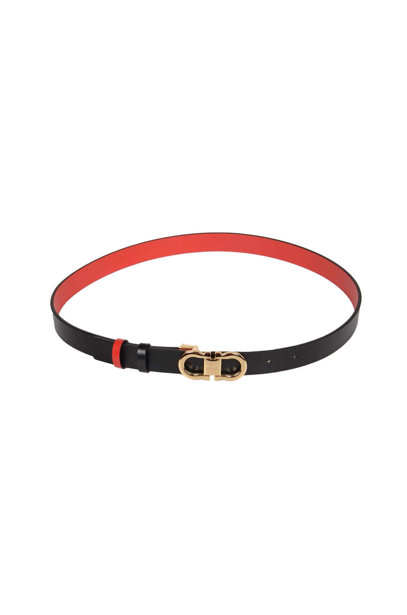 Ferragamo Double Gancini Belt In Black