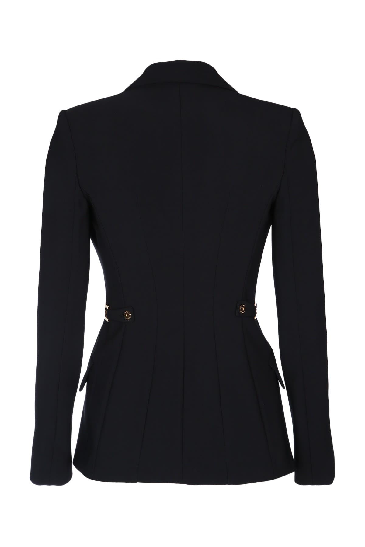 Elisabetta Franchi Single-breasted Tailored Blazer With Gold-tone Accents In Black