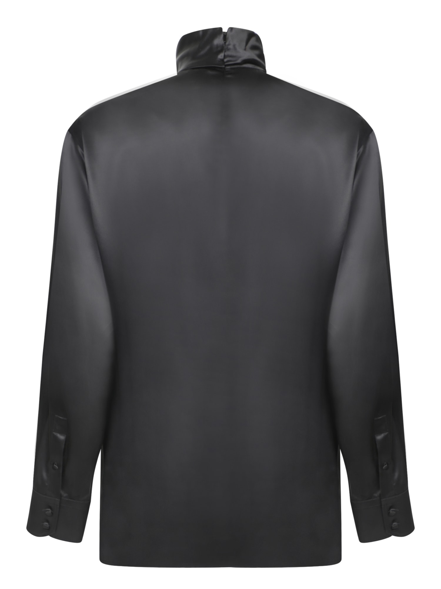 Shop Dolce & Gabbana Black Faux Leather High Neck Shirt