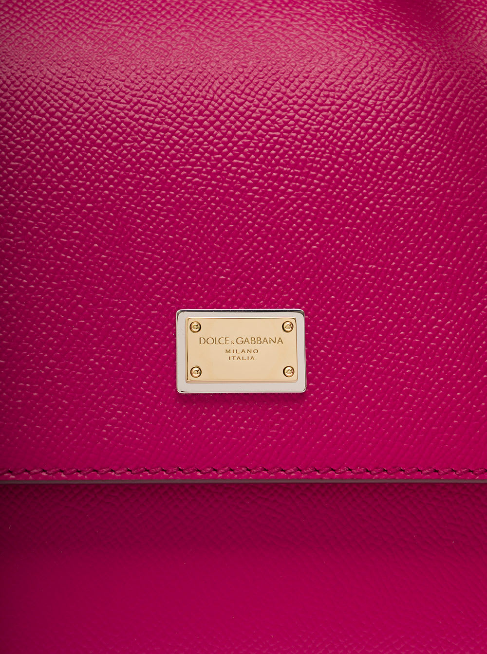 Shop Dolce & Gabbana Small Sicily Fuchsia Handbag With Branded Galvanic Plaque In Dauphine Leather Woman In Pink