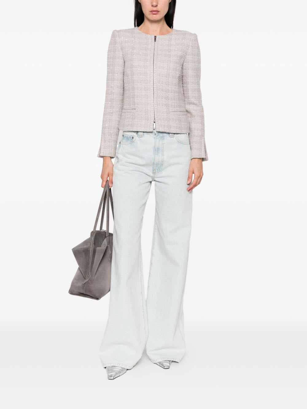 Emporio Armani Wool Blend Blazer Jacket In Neutral