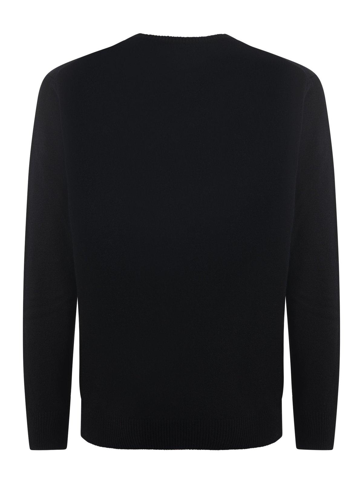 Mc2 Saint Barth Man Crewneck Sweater With Tequila Vs Gin Tonic Jacquard Print
