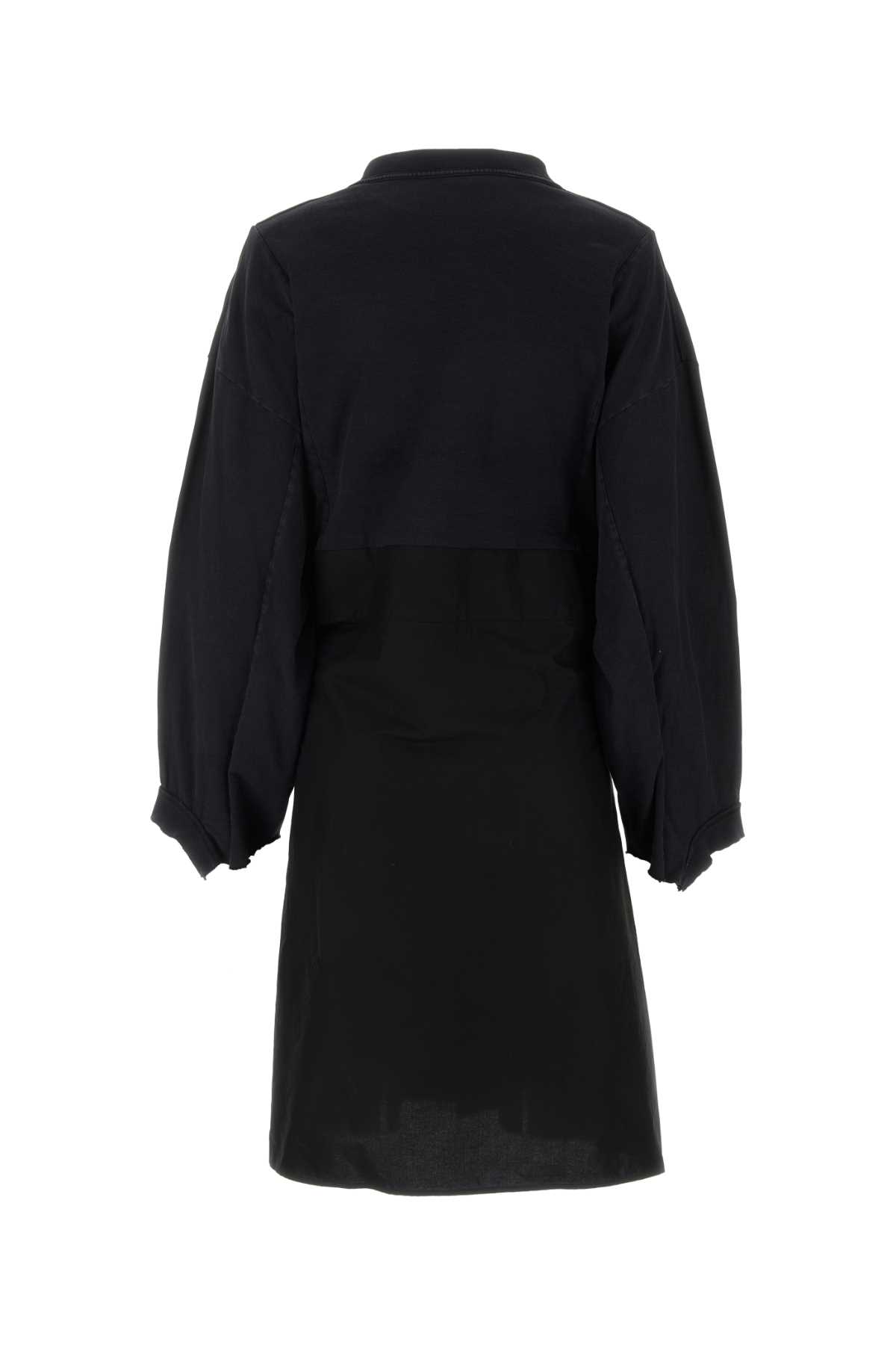 Shop Balenciaga Black Cotton And Poplin Oversize Dress