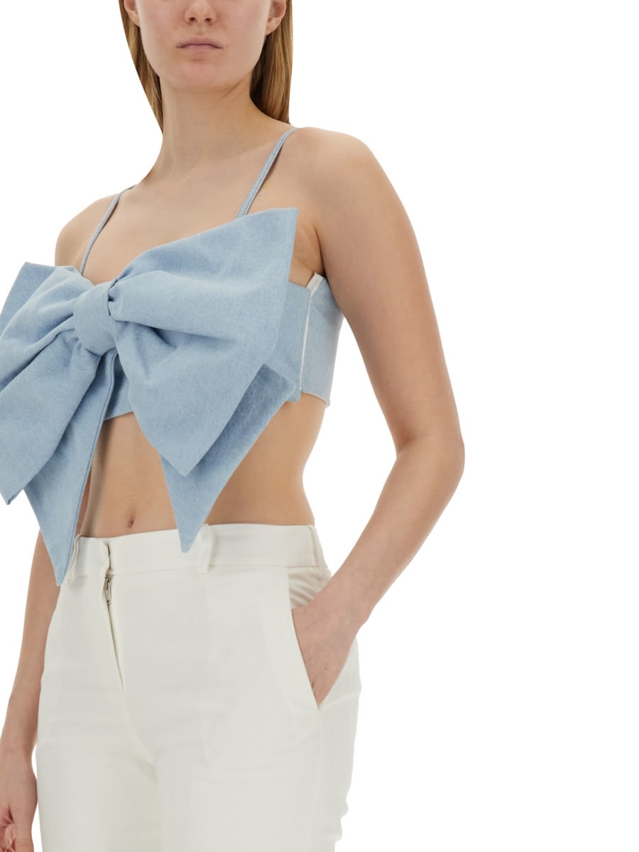 Shop Nina Ricci Top With Bow In Light Blue