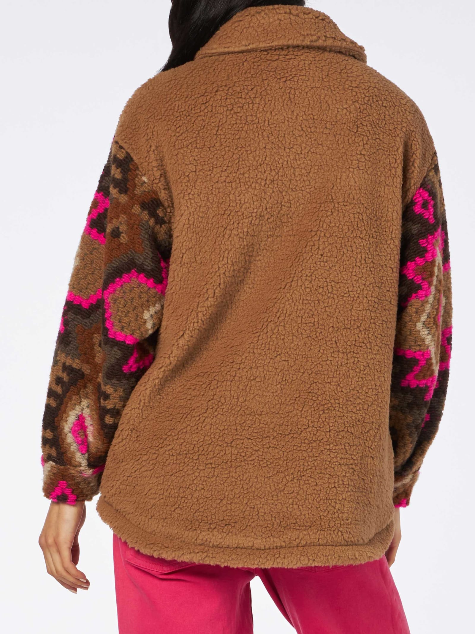 MC2 SAINT BARTH WOMAN SHERPA OVERSHIRT WITH ETHNIC PRINT