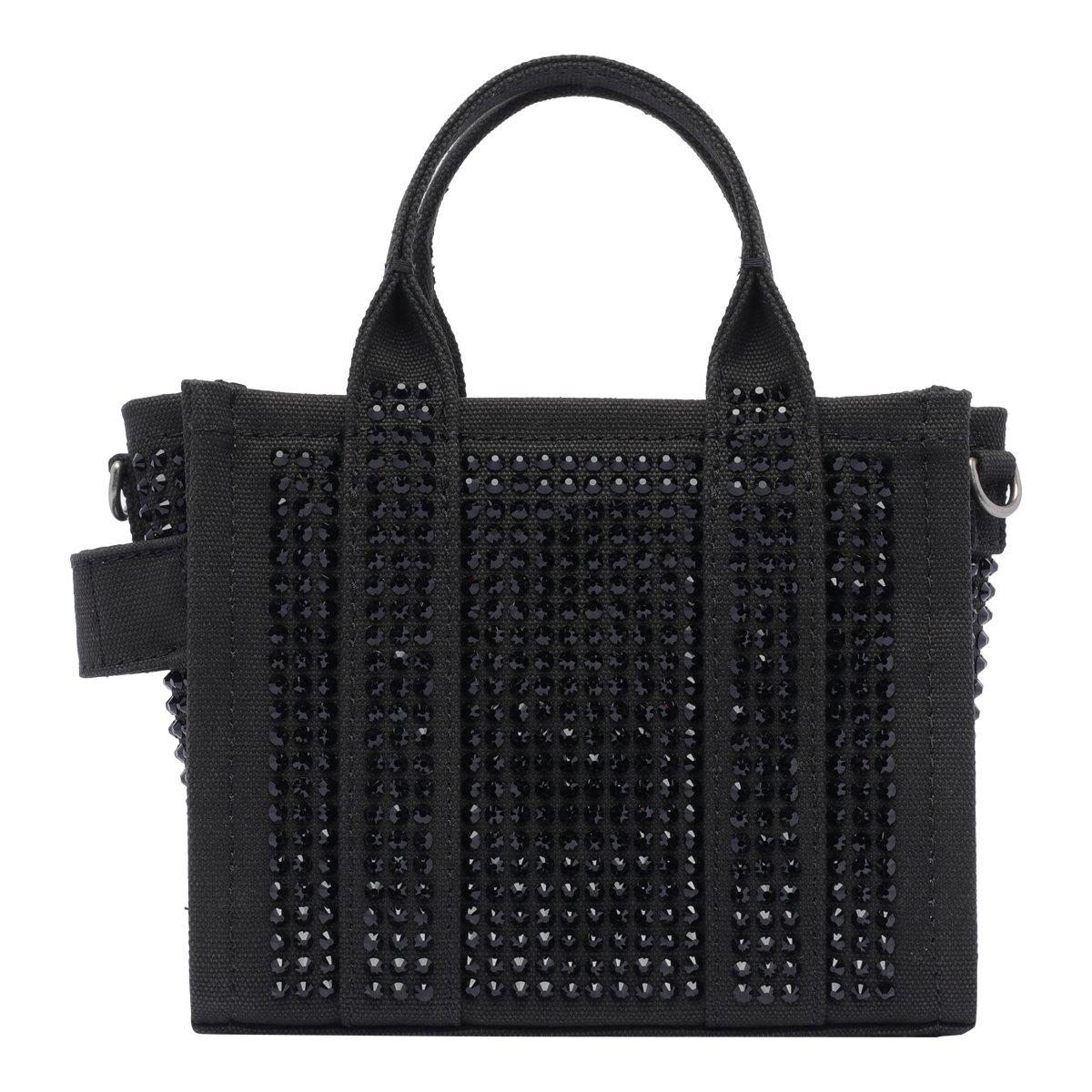 Shop Marc Jacobs Embellished Mini Tote Bag In Black Crystal