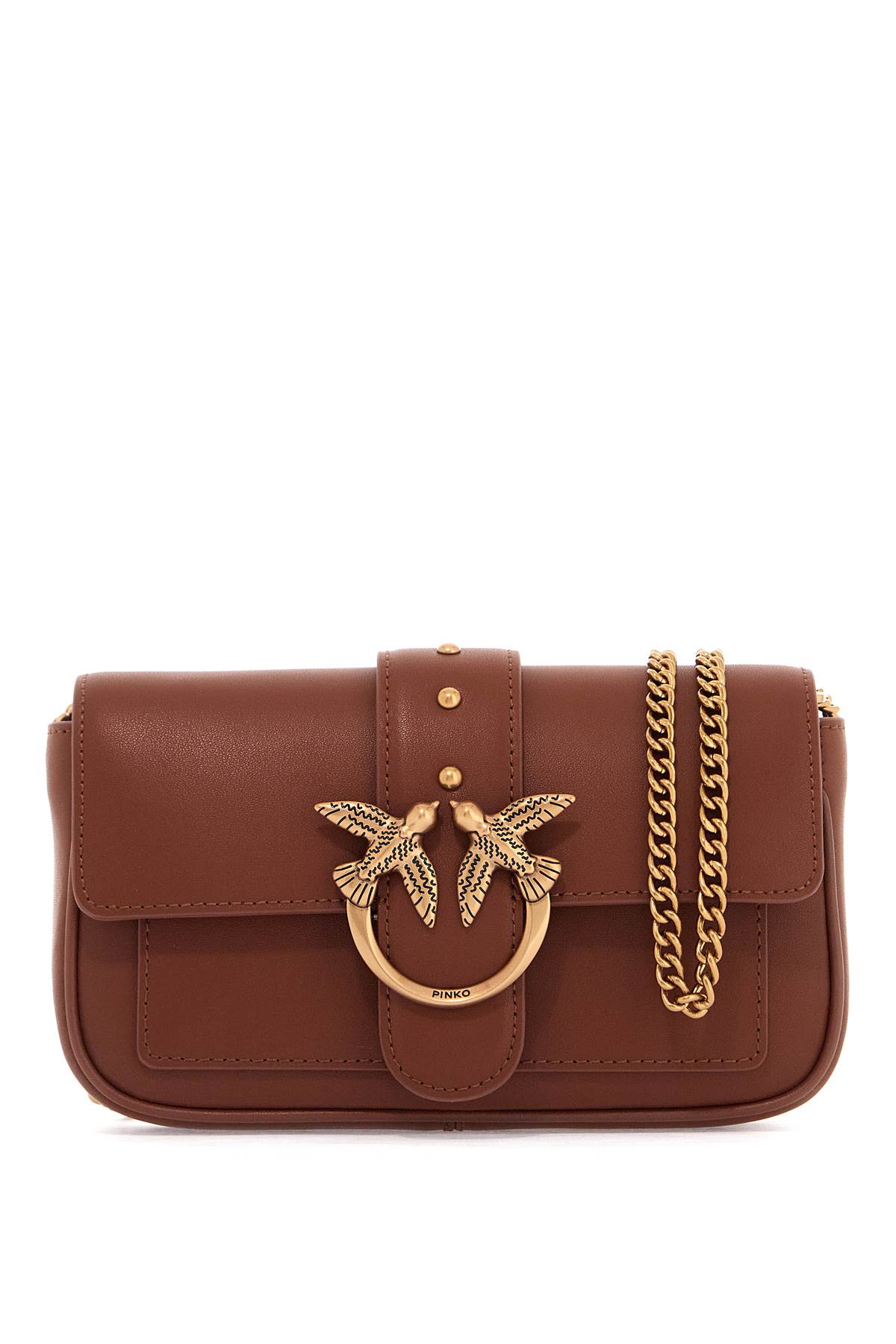 Shop Pinko Love Pocket Simply Crossbody Bag In Cuoio-antique Gold (brown)